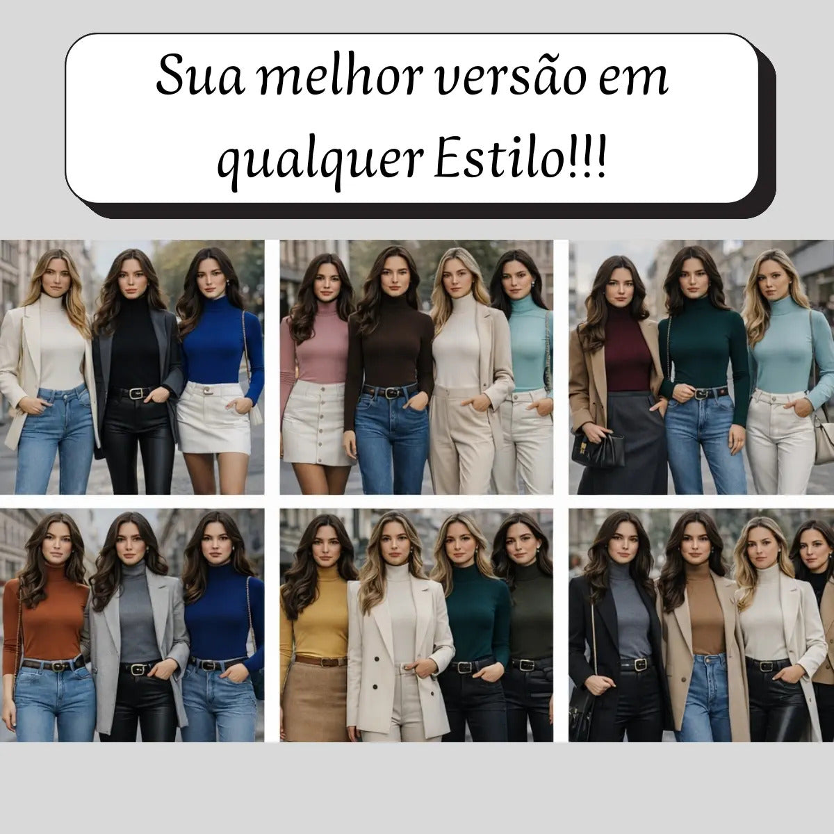Blusa Cacharrel Feminina Tricô Lã Blusinha Gola Alta Rolê