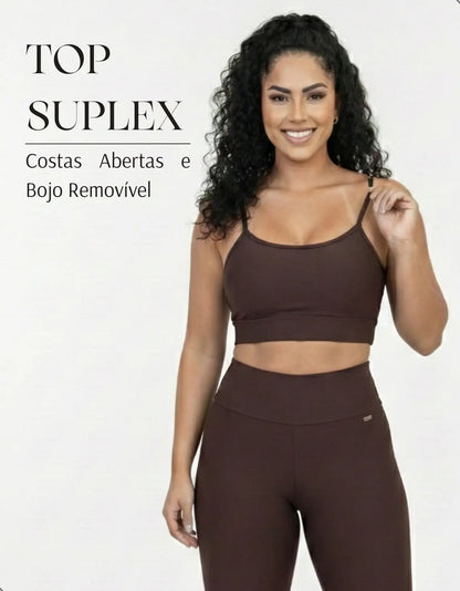 Top Fitness Academia Alça Fina Costa Aberta Feminino