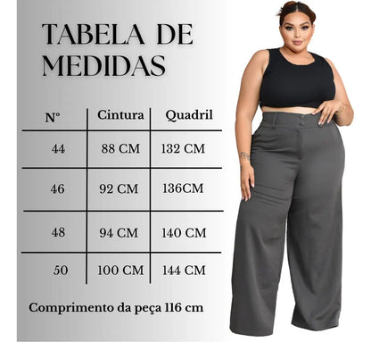 Calça Pantalona Alfaiataria Plus Size Feminina Premium