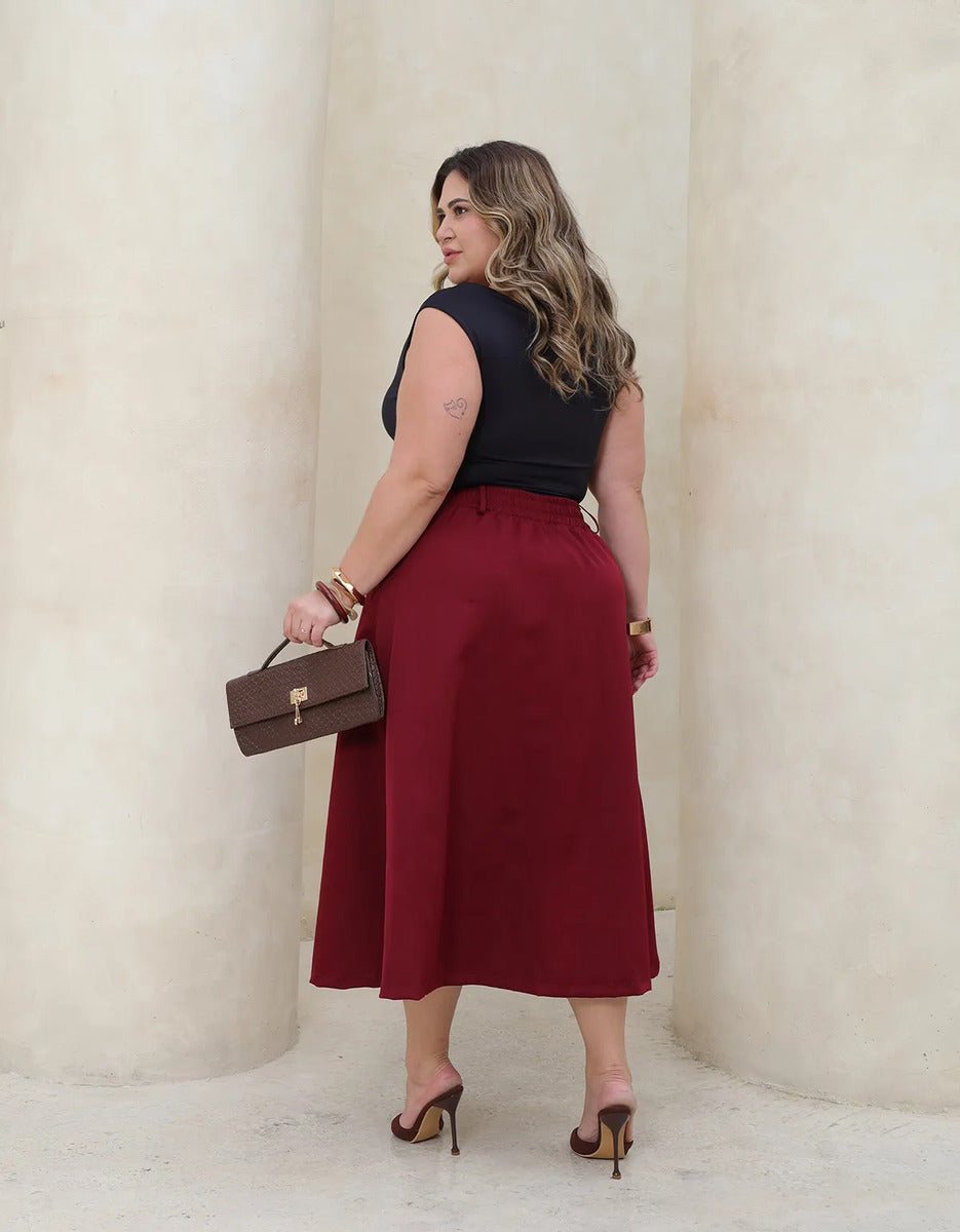Saia Alfaiataria Feminina Plus Size Midi Evangélica Casual
