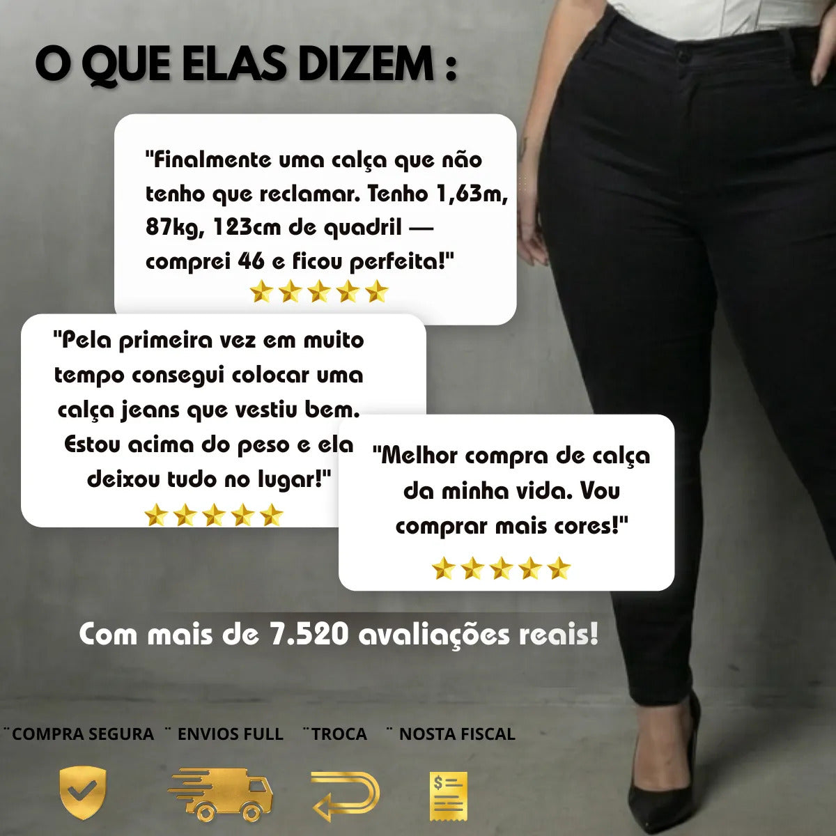 Calça Jeans Plus Size Cintura Alta Elastano Lycra Modeladora