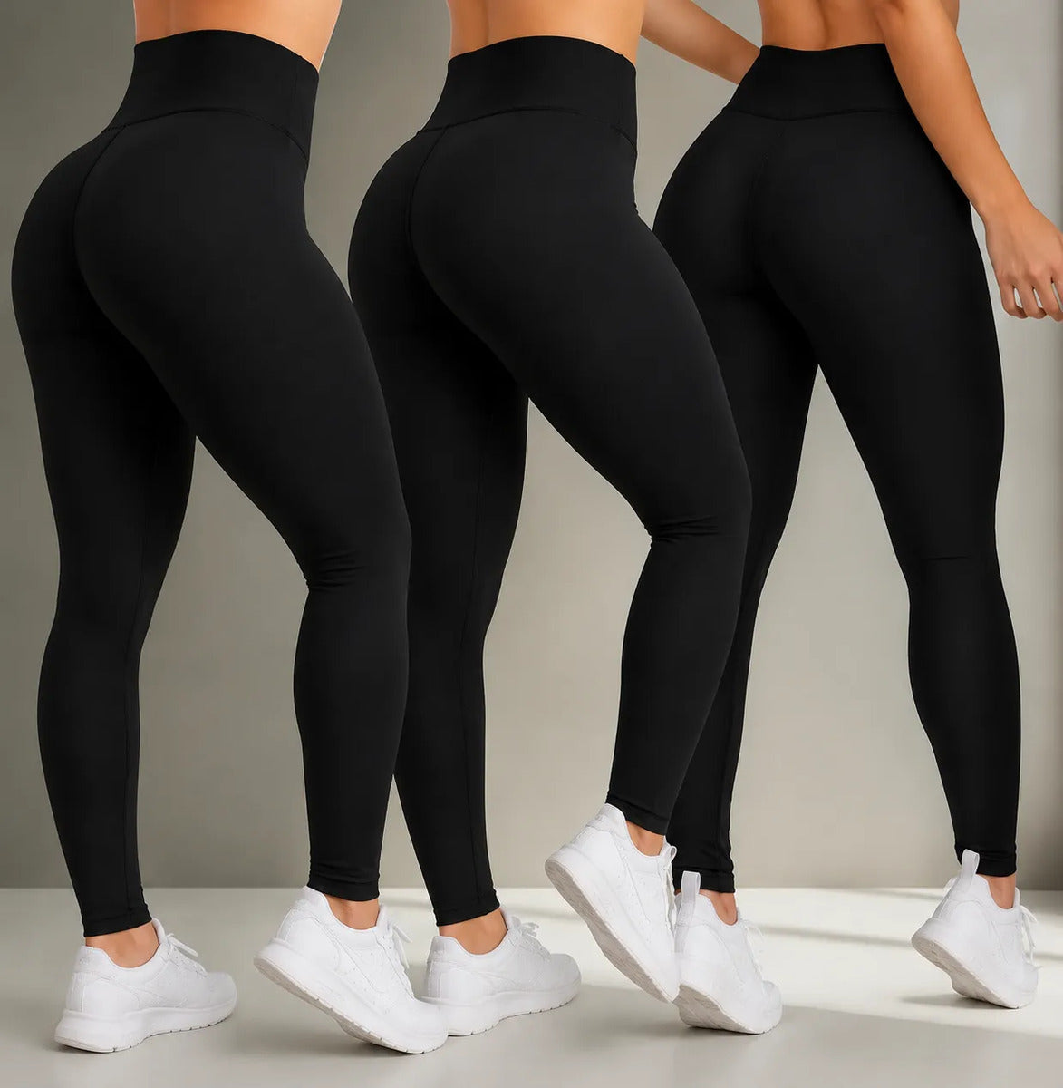 Kit 3 Calças Feminina Legging Grossa Para Academia Cós Alto