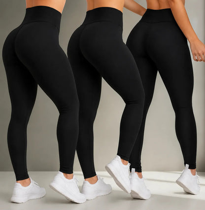 Kit 3 Calças Feminina Legging Grossa Para Academia Cós Alto