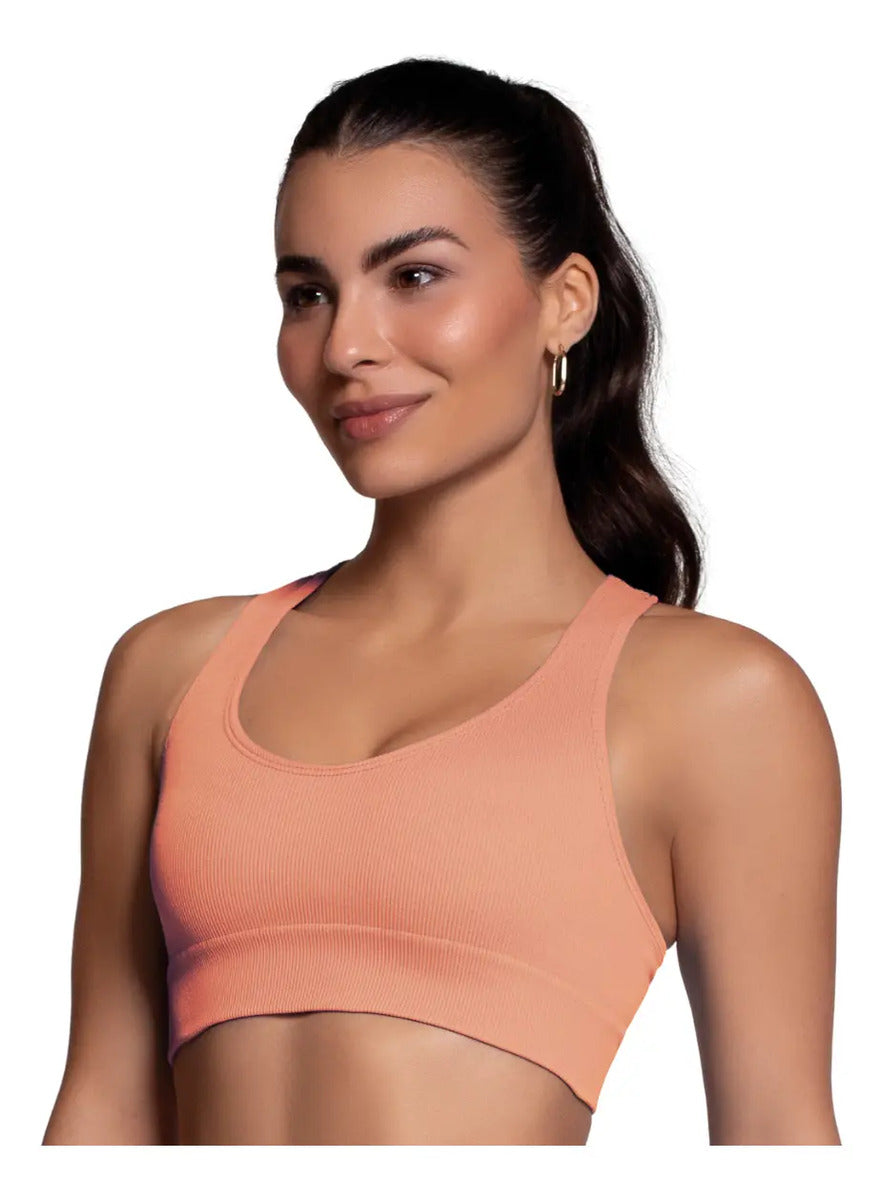 Top Nadador Canelado Sem Costura Fitness Academia Selene
