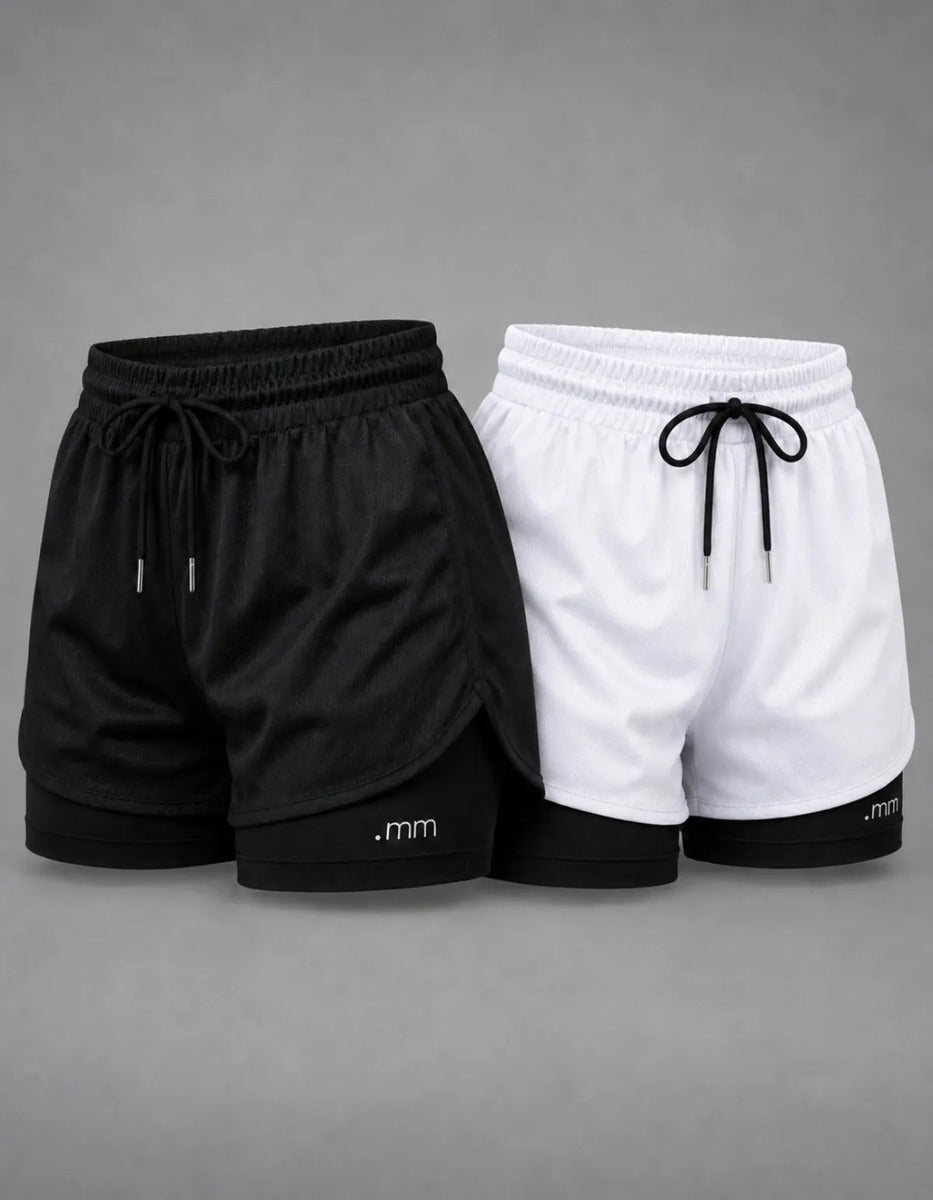 Kit 2 Short Duplo Compressão Fitness Bermuda Treino Feminino