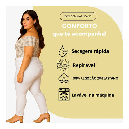 Calça Jeans Plus Size Cintura Alta Elastano Lycra Modeladora
