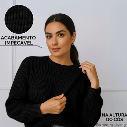 Suéter Blusa Manga Longa Max Cropped Frio Pullover Lã Trico