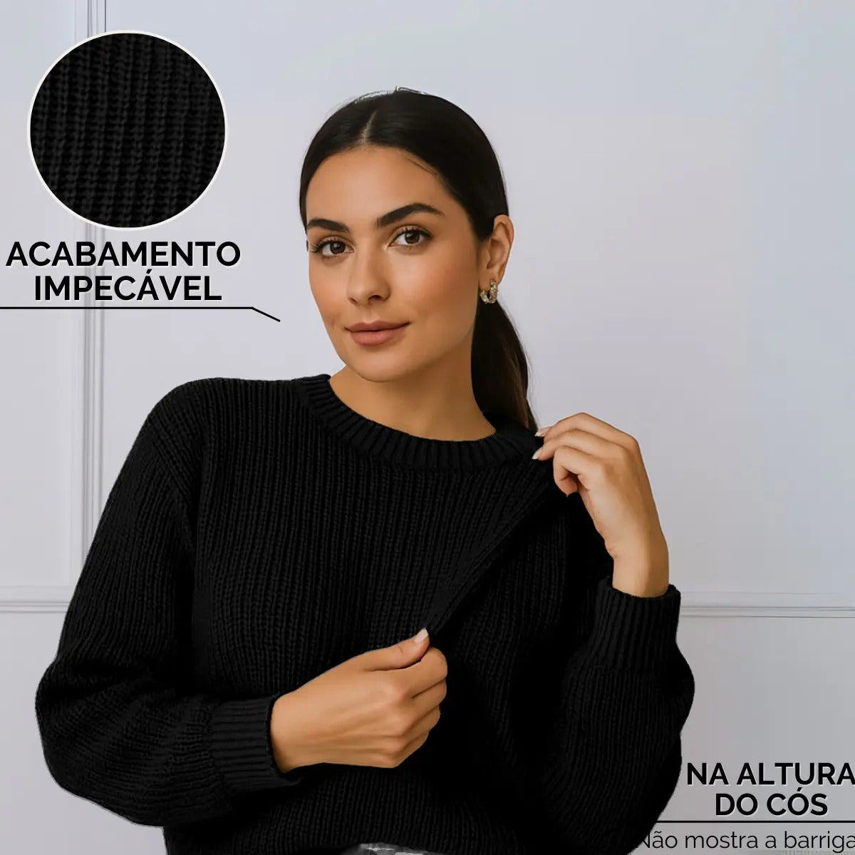 Suéter Blusa Manga Longa Max Cropped Frio Pullover Lã Trico