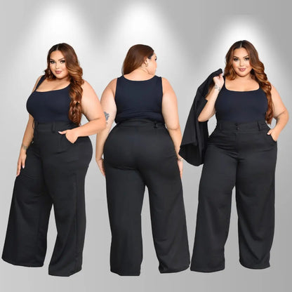 Calça Pantalona Alfaiataria Plus Size Feminina Premium