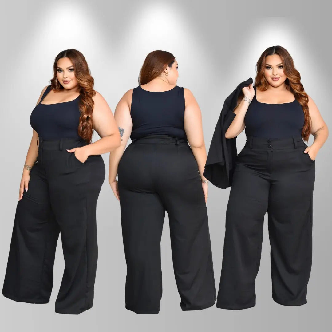 Calça Pantalona Alfaiataria Plus Size Feminina Premium
