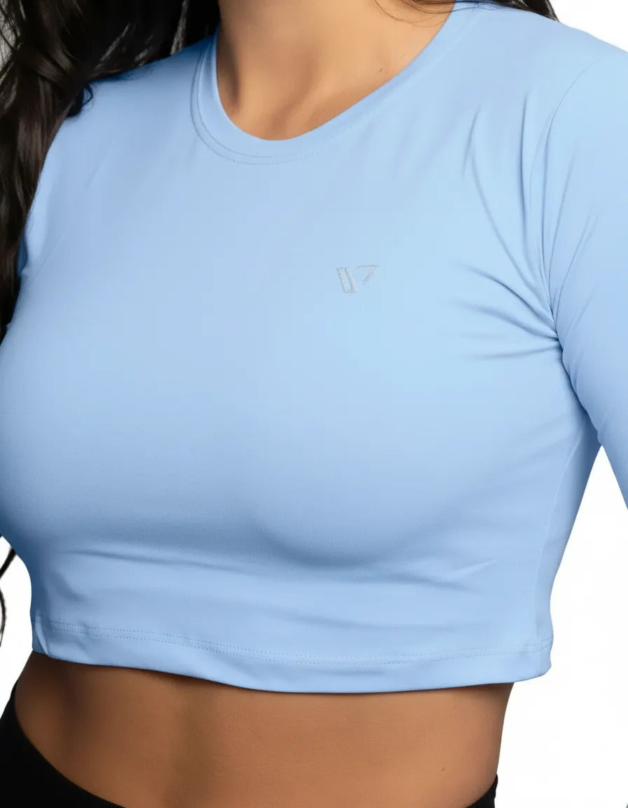 Cropped Feminina Poliamida Manga Longa Blusa Proteção Uv