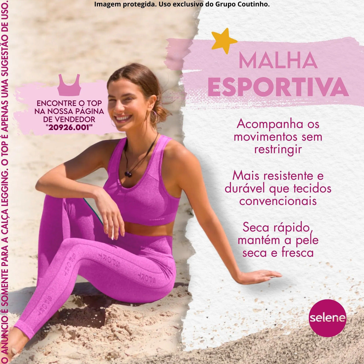 Calça Legging Fitness Academia Selene Levanta Bumbum