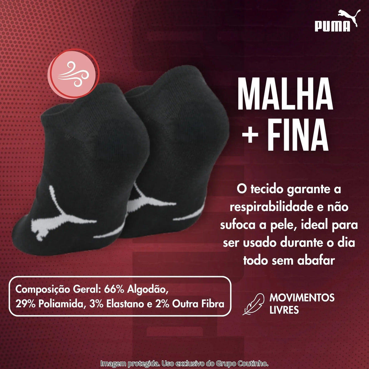 Kit 9 Pares Meias Invisível Puma Sapatilha Soquete Original