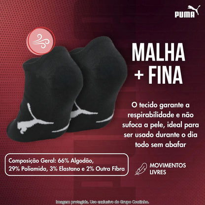 Kit 9 Pares Meias Invisível Puma Sapatilha Soquete Original