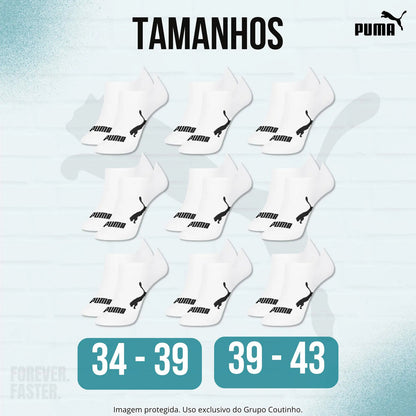 Kit 9 Pares Meias Invisível Puma Sapatilha Soquete Original