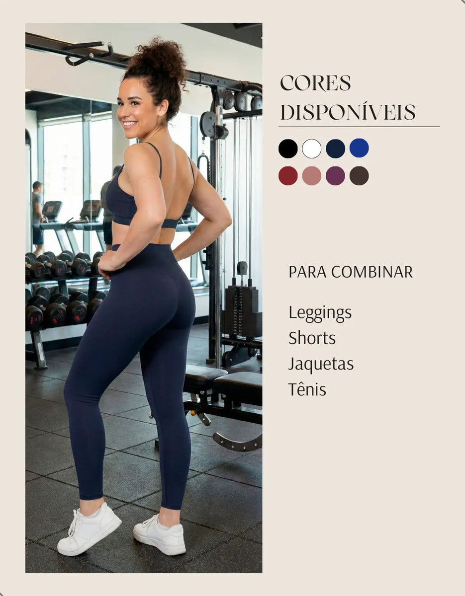 Top Fitness Academia Alça Fina Costa Aberta Feminino