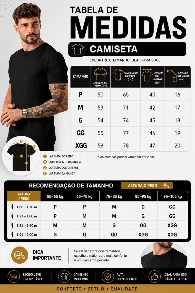 Camiseta Basica Masculina Algodão Lisa Malha Peruana Premium