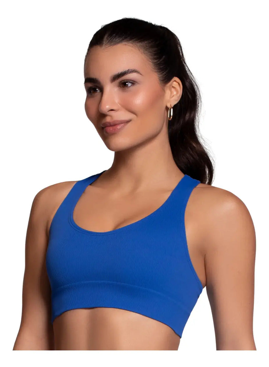 Top Nadador Canelado Sem Costura Fitness Academia Selene