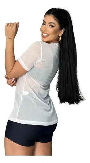 Blusa Tule Camiseta Feminina Academia Fitness