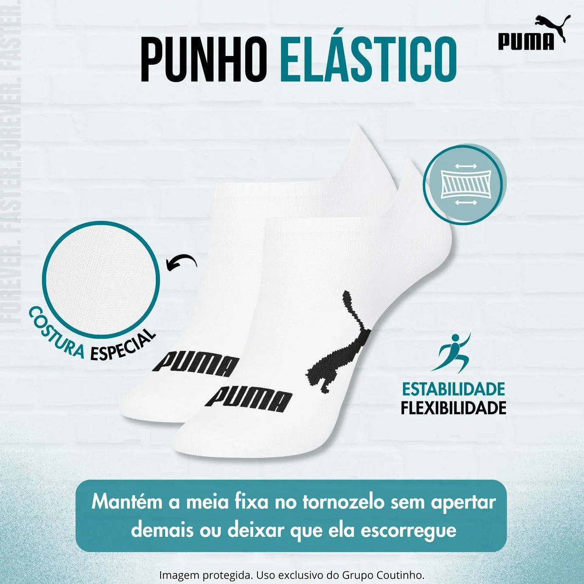 Kit 9 Pares Meias Invisível Puma Sapatilha Soquete Original