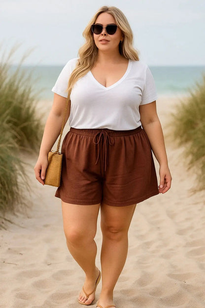 Short Plus Size Feminino Soltinho Com Cintura Alta Leve