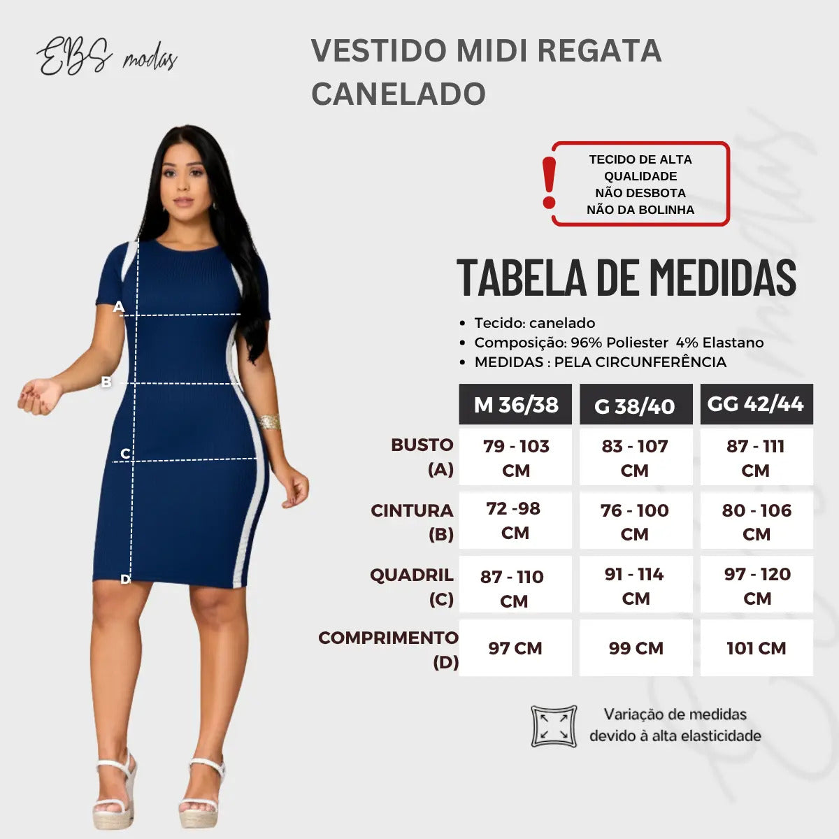Vestido Canelado Curto Com Manga Casual Básico Modelador