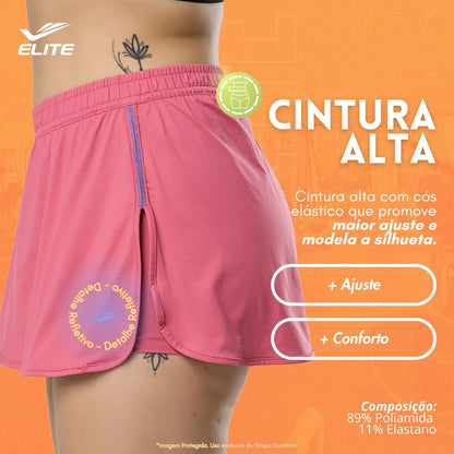 Short Feminino Academia Saia Fitness Corrida Poliamida Elite