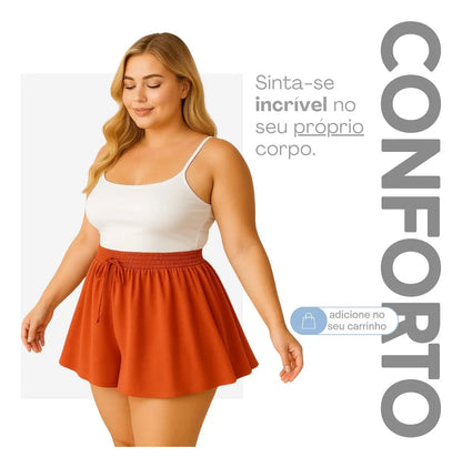 Shorts Plus Size Leve Feminino Cintura Alta