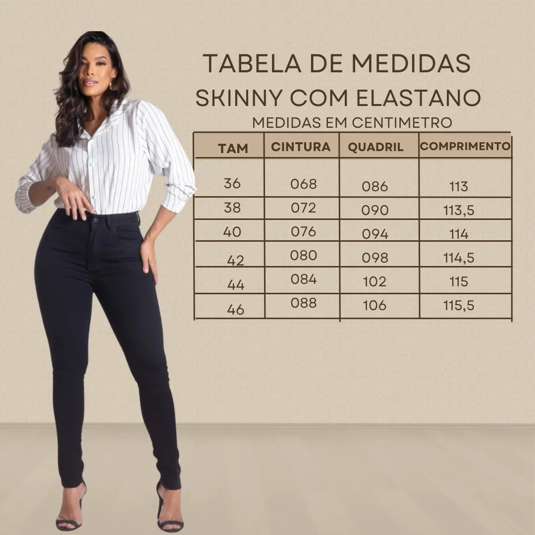 Calça Skinny Jeans Feminina Cintura Alta Marmorizada Lycra