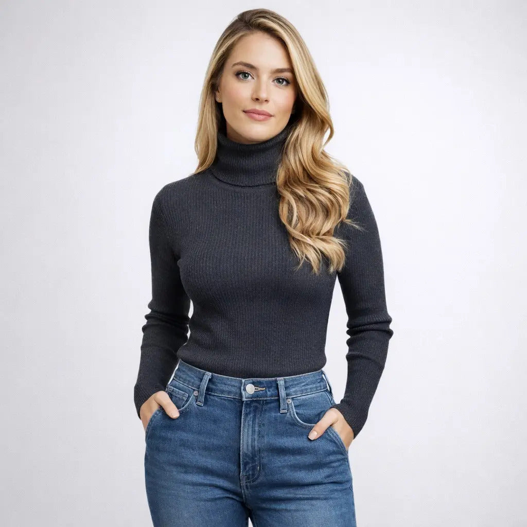 Blusa Cacharrel Feminina Tricô Lã Blusinha Gola Alta Rolê