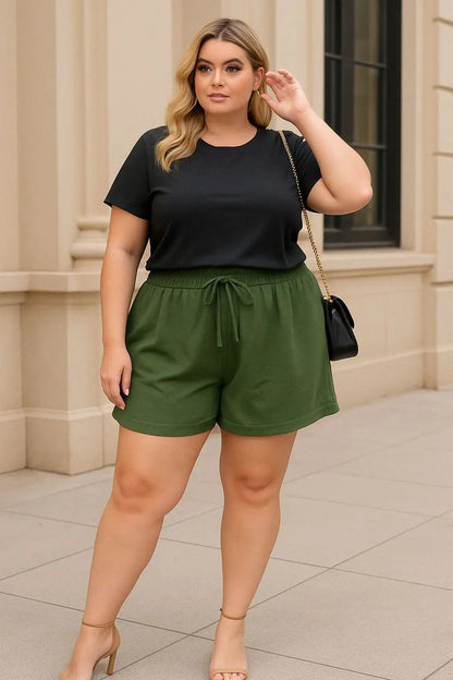 Short Plus Size Feminino Soltinho Com Cintura Alta Leve
