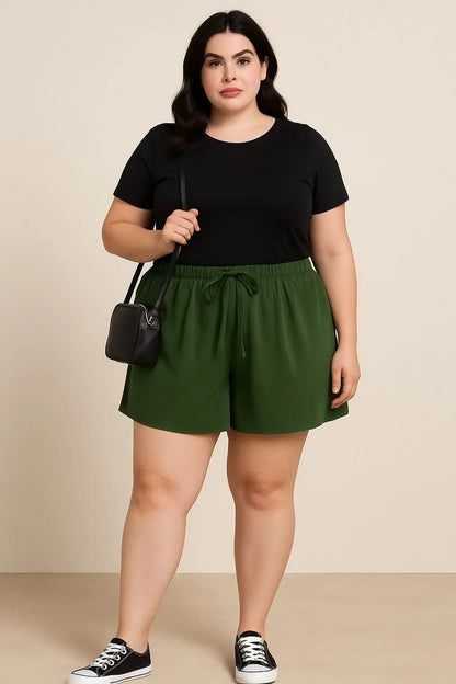 Shorts Plus Size Leve Feminino Cintura Alta