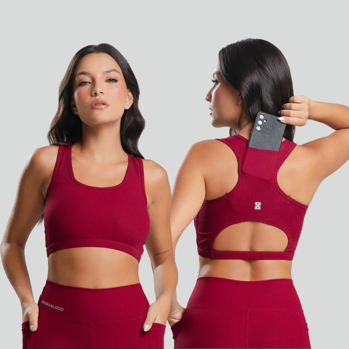 Top Feminino Academia Bolso Nadador Corrida Fitness Esporte
