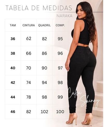 Calça Jeans Feminina Skinny Cintura Alta Levanta Bumbum