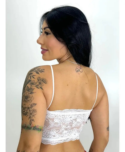 Top Faixa Renda Moda Blogueira Cropped Tomara Que Caia Sutiã