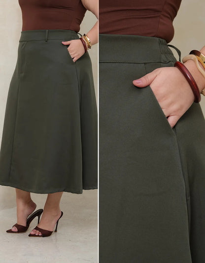Saia Alfaiataria Feminina Plus Size Midi Evangélica Casual