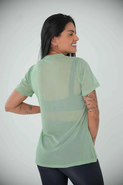 Blusa Tule Camiseta Feminina Academia Fitness