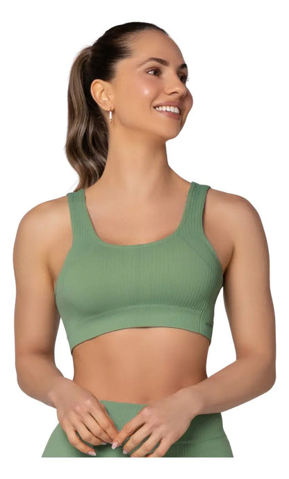Top Nadador Canelado Sem Costura Fitness Academia Selene