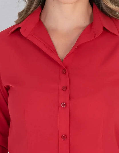 Camisa Seda Feminina Botão Gringa Blusa Moda Clássica 2026