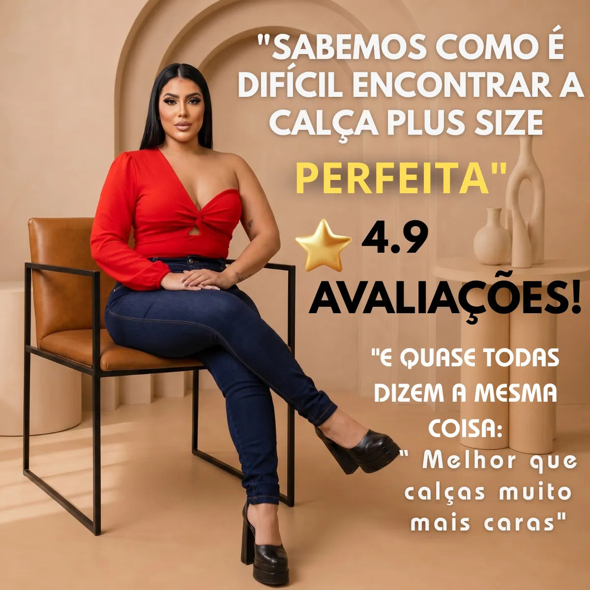Calça Jeans Plus Size Cintura Alta Elastano Lycra Modeladora