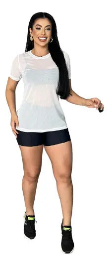 Blusa Tule Camiseta Feminina Academia Fitness