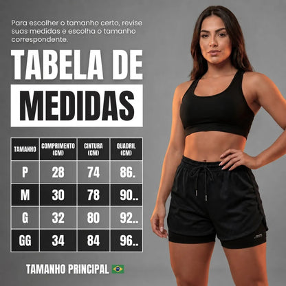 Kit 2 Short Duplo Compressão Fitness Bermuda Treino Feminino