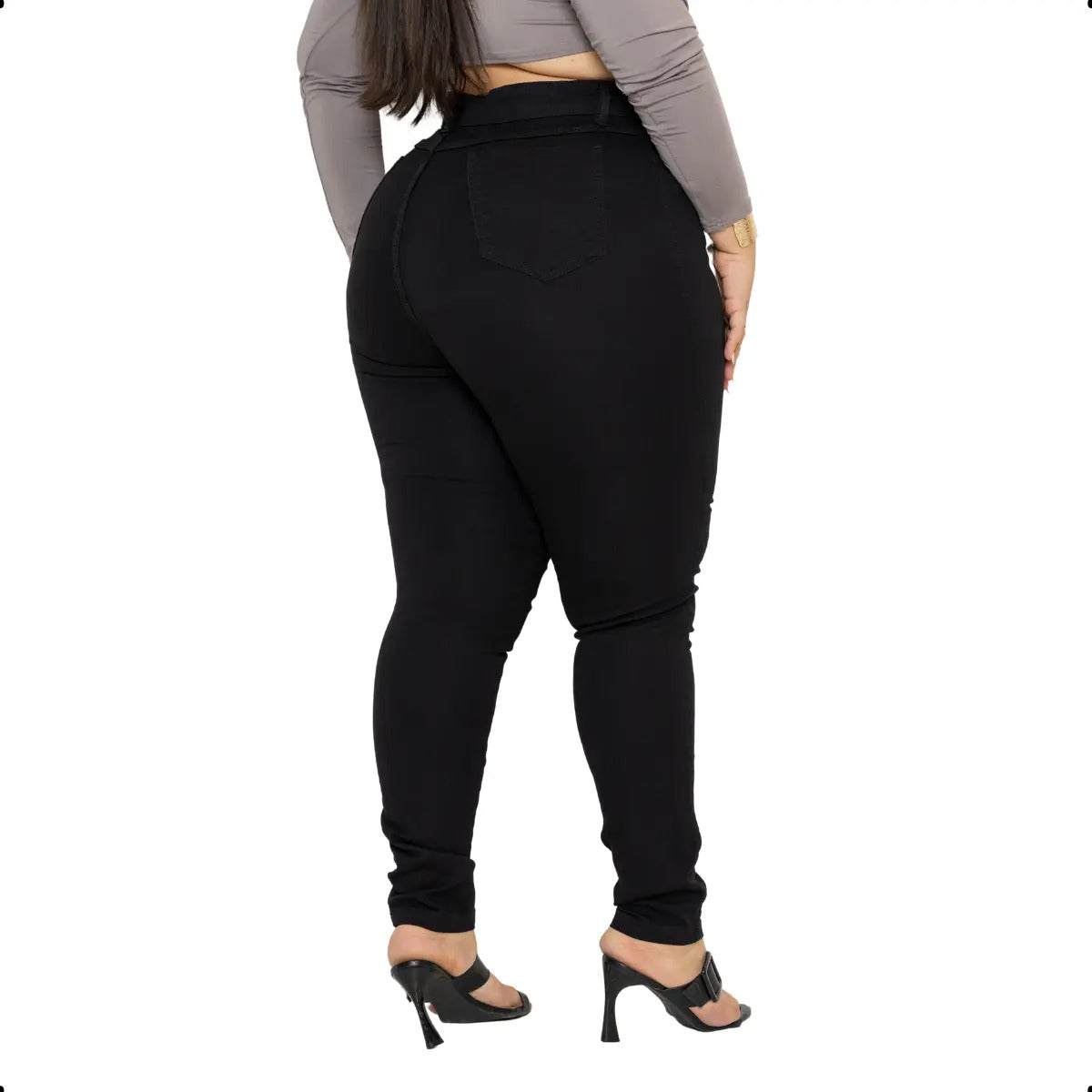 Calça Jeans Plus Size Cintura Alta Elastano Lycra Modeladora