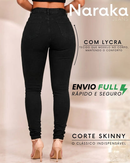 Calça Jeans Feminina Skinny Cintura Alta Levanta Bumbum