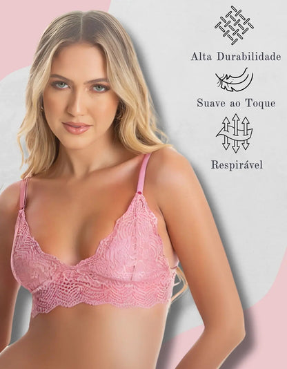 Top Cropped Feminino Renda Sem Bojo Sutiã Alcinha Lingerie
