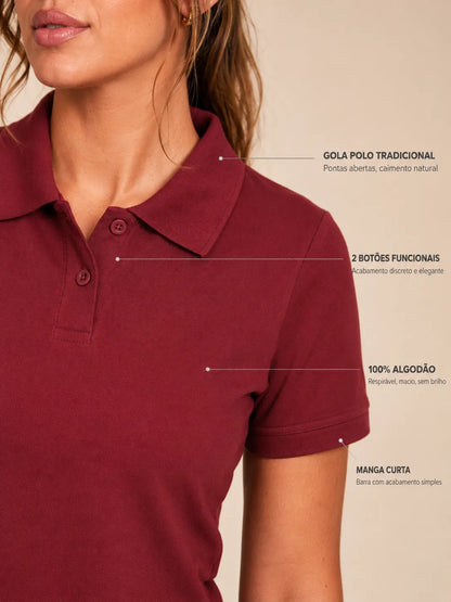 Camisa Gola Polo Feminina Básica Algodão Social Uniforme