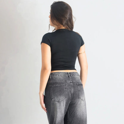 Kit 3 Blusa Baby Tee Justa Ao Corpo Alta Elásticidade Moda