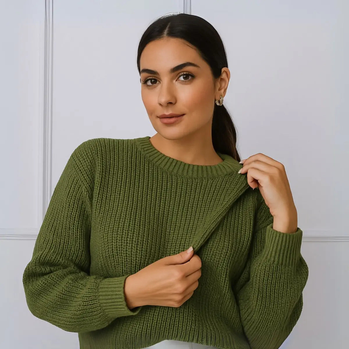 Suéter Blusa Manga Longa Max Cropped Frio Pullover Lã Trico