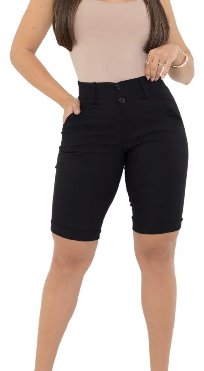 Bermuda Feminina Social - Ate O Joelho - Bengaline Lycra