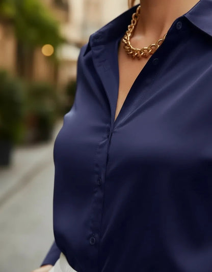 Camisa Social Feminina Crepe Leve Seda Blusa Luxo Sale 40%